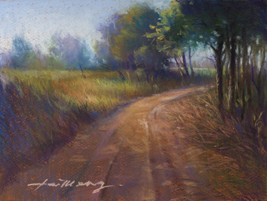 Painting titled "Morning Walk" by Taimeng Lim, Original Artwork, Pastel