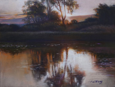 Peinture intitulée "Serene Evening" par Taimeng Lim, Œuvre d'art originale, Pastel