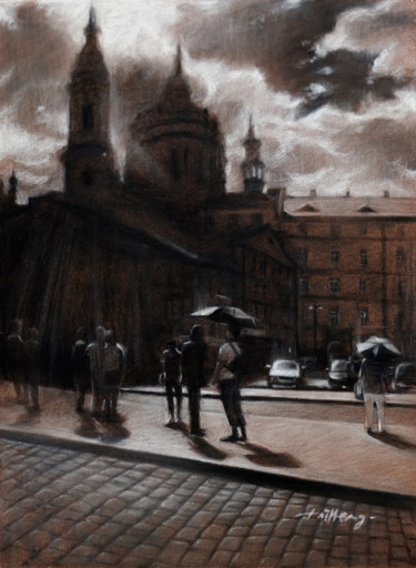 Drawing titled "Sunshine After The…" by Taimeng Lim, Original Artwork, Charcoal