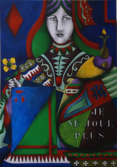 Painting titled "Reine hors-jeu" by Edith Taioni, Original Artwork, Acrylic