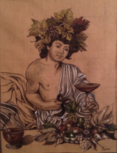Painting titled "Bacchus revisité" by Edith Taioni, Original Artwork, Acrylic