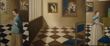 Peinture intitulée "Hommage à Vermeer" par Edith Taioni, Œuvre d'art originale, Huile