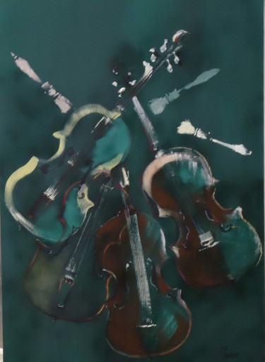 Peinture intitulée "empreintes de violo…" par Edith Taioni, Œuvre d'art originale, Acrylique