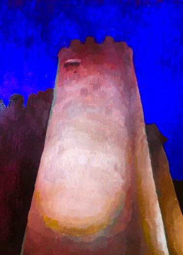 Schilderij getiteld "Telavi tower" door Tair Tabiyev, Origineel Kunstwerk, Acryl