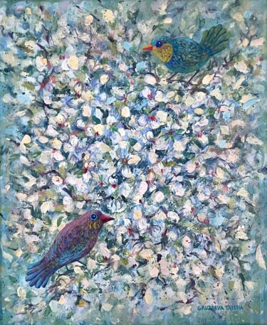 Pittura intitolato "Birdsong" da Taisiia Gruzdeva, Opera d'arte originale, Acrilico