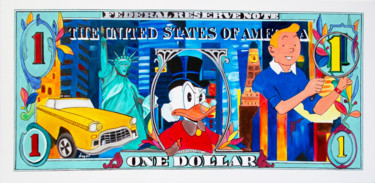 One dollar Painting titled "One dollar" by T. Angot, Original Art, Acrylic