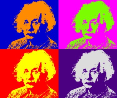 Arts numériques intitulée "Einstein, Pop Art" par T. Angot, Œuvre d'art originale, Photo montage