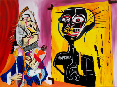 Peinture intitulée "Picasso vs Basquiat" par T. Angot, Œuvre d'art originale, Acrylique