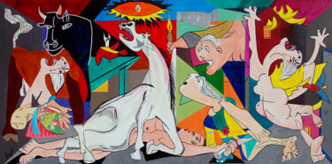 Peinture intitulée "Guernica" par T. Angot, Œuvre d'art originale, Acrylique