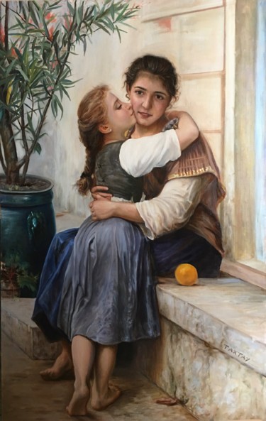 Painting titled "Маленькая льстица" by Vlad Takhtau, Original Artwork, Oil Mounted on Wood Stretcher frame