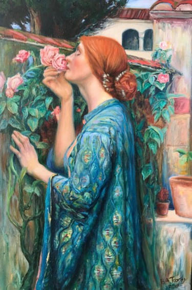 Картина под названием "Душа розы" - Vlad Takhtau, Подлинное произведение искусства, Масло Установлен на Деревянная рама для…