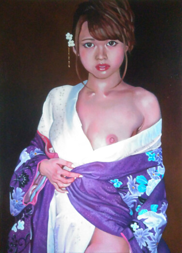 Malerei mit dem Titel "着崩れ Kikuzure" von Takuart, Original-Kunstwerk, Öl