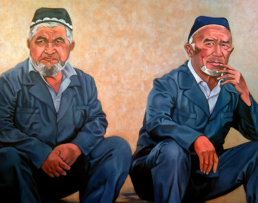 Peinture intitulée "The two wise men" par Takuart, Œuvre d'art originale, Huile