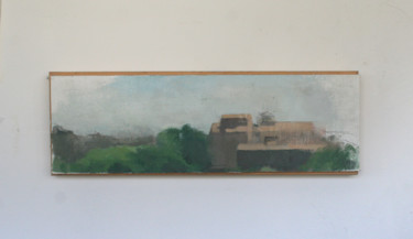 Painting titled "Civita from a far" by Tal Porat, Original Artwork, Oil