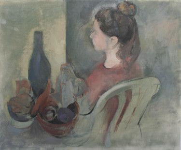 Painting titled "Liza seated with st…" by Tal Porat, Original Artwork, Oil