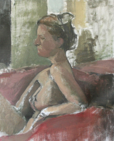 Painting titled "Nude woman, seated,…" by Tal Porat, Original Artwork, Oil
