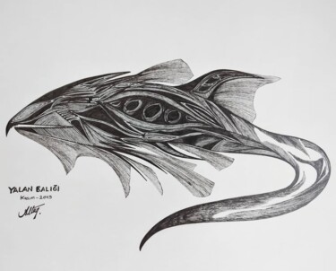 "Yalan Balığı Talat…" başlıklı Tablo Talat Altuğ Büyükgöncü tarafından, Orijinal sanat, Mürekkep