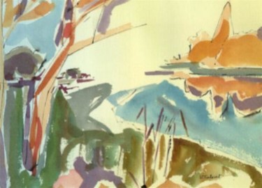 Painting titled "paysage contourné" by Veronique Talent, Original Artwork