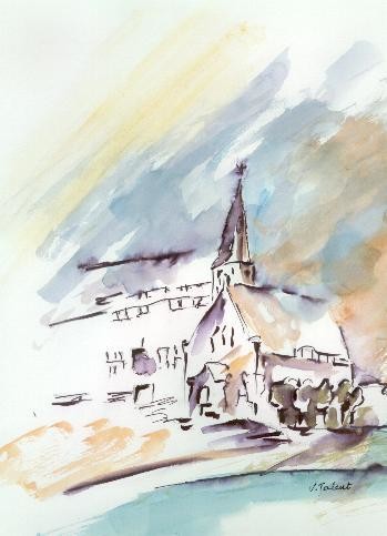 Pintura titulada "église" por Veronique Talent, Obra de arte original