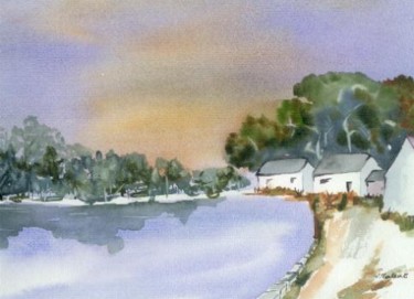Peinture intitulée "au bord de l'étang" par Veronique Talent, Œuvre d'art originale