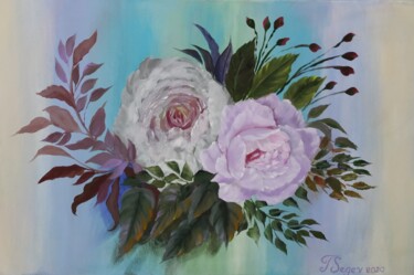 Картина под названием "Roses." - Tali Segev, Подлинное произведение искусства, Акрил Установлен на Деревянная рама для носил…