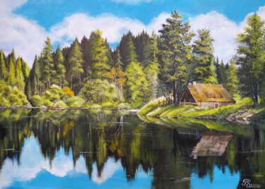 Картина под названием "Lake house" - Tali Segev, Подлинное произведение искусства, Акрил