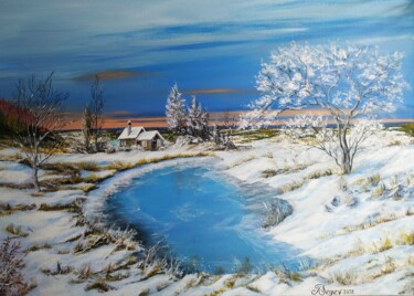 "Winter landscape." başlıklı Tablo Tali Segev tarafından, Orijinal sanat, Akrilik Ahşap Sedye çerçevesi üzerine monte edilmiş