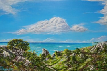 Seascape Painting titled "Seascape" by Tali Segev, Original Art, Acrylic Mounted on Stretcher frame