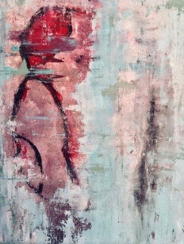 Painting titled "the red balloon" by Talita Maris, Original Artwork, Acrylic Mounted on Wood Panel