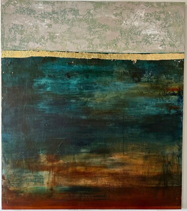 Painting titled "Golden Hour N 3" by Talita Maris, Original Artwork, Acrylic Mounted on Wood Stretcher frame