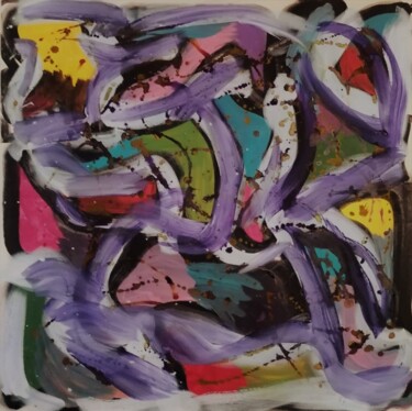 Painting titled "Purple" by Talita Souza, Original Artwork, Acrylic Mounted on Wood Stretcher frame