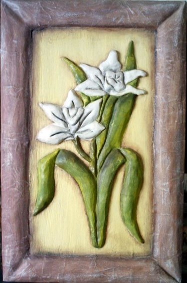 Pintura titulada "Liliums en blanco" por Patricia Andrea Vazquez, Obra de arte original