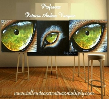 Pintura titulada "Ojos de tigre" por Patricia Andrea Vazquez, Obra de arte original