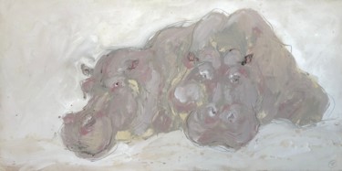 Ζωγραφική με τίτλο "Les Deux Hippopotam…" από Philippe Tallis, Αυθεντικά έργα τέχνης, Ακρυλικό