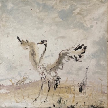 Painting titled "Les Grues" by Philippe Tallis, Original Artwork, Acrylic