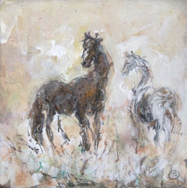Pittura intitolato "Les deux chevaux" da Philippe Tallis, Opera d'arte originale, Acrilico