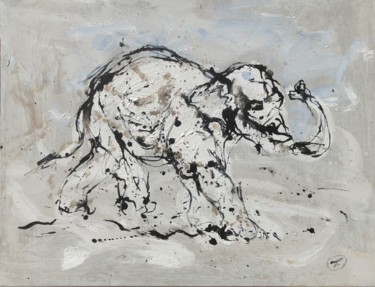 Peinture intitulée "L’Eléphant Arrive" par Philippe Tallis, Œuvre d'art originale, Acrylique