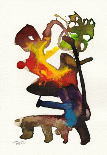 Peinture intitulée "Un pêcheur chevronné" par Talou, Œuvre d'art originale, Acrylique