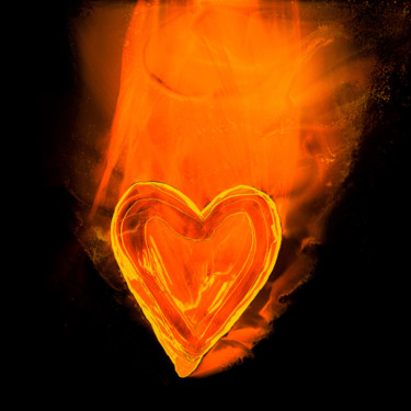 Arts numériques intitulée "Cœur en feu" par Talou, Œuvre d'art originale
