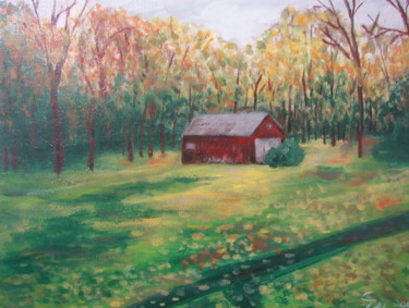 Painting titled "A guilford barn" by Tal Rogers Jr, Original Artwork, Oil