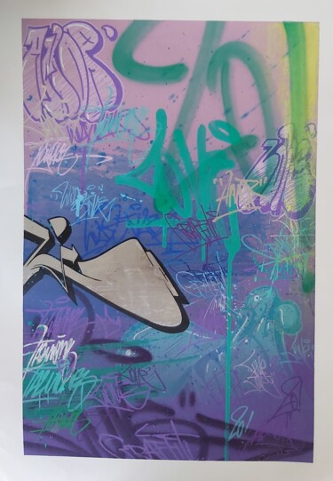 Schilderij getiteld "Graffitilove" door Talu, Origineel Kunstwerk, Graffiti