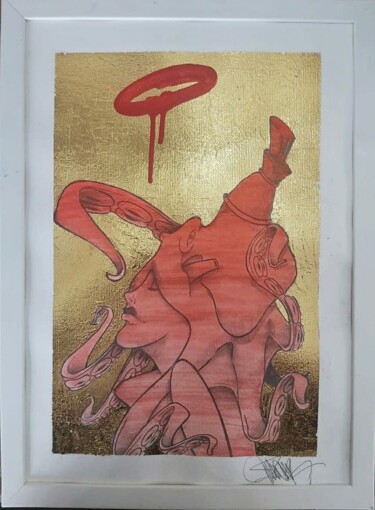 Pintura titulada "Deusa" por Talu, Obra de arte original, Acuarela Montado en Vidrio