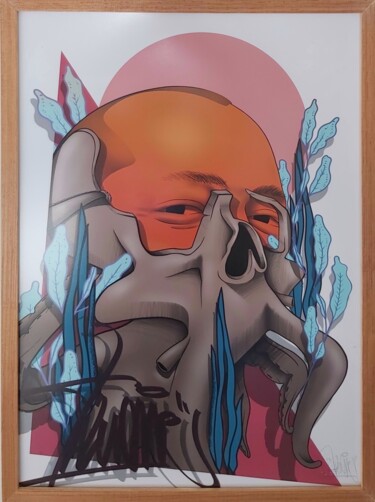 印花与版画 标题为“Skulloctopus” 由Talu, 原创艺术品, 数字油画