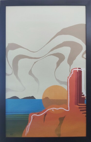 Schilderij getiteld "old lighthouse" door Talu, Origineel Kunstwerk, Acryl Gemonteerd op Andere stijve panelen