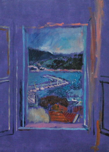 Painting titled "View of the old port" by Tam Nightingale, Original Artwork, Acrylic