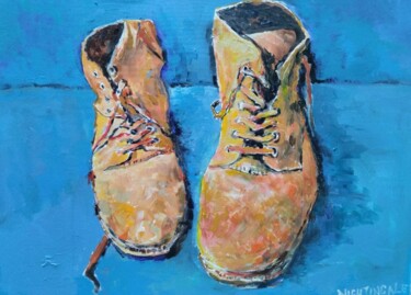 Painting titled "A pair of shoes" by Tam Nightingale, Original Artwork, Acrylic Mounted on Wood Stretcher frame