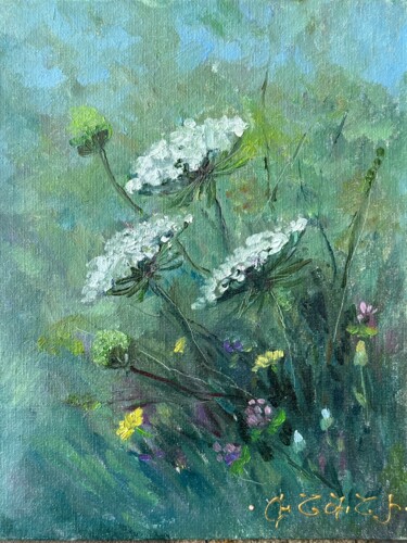 Pittura intitolato "Field Flowers Paint…" da Tamar Chkhaidze, Opera d'arte originale, Olio