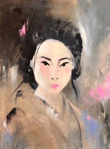 Ζωγραφική με τίτλο "Geisha" από Tamara Andjus, Αυθεντικά έργα τέχνης, Ακρυλικό