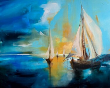 Painting titled "DIE SEGELBOOTE" by Tamara Andjus, Original Artwork, Acrylic