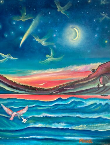 Malerei mit dem Titel "Nachtmagie" von Tamara Michel, Original-Kunstwerk, Öl